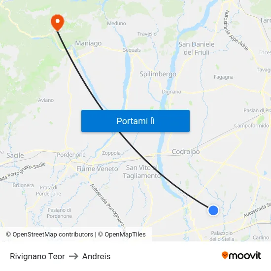 Rivignano Teor to Andreis map