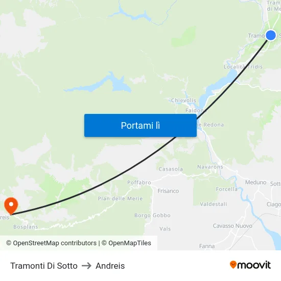 Tramonti Di Sotto to Andreis map