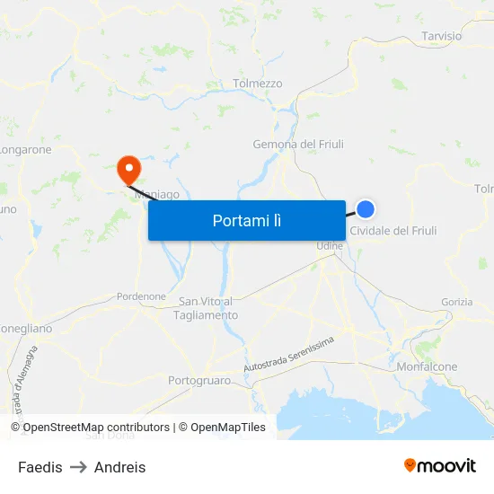 Faedis to Andreis map