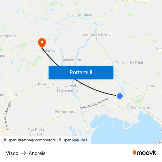 Visco to Andreis map