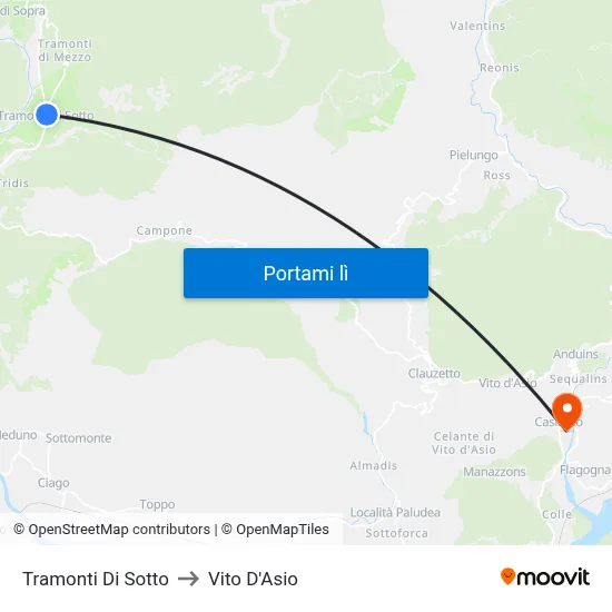 Tramonti Di Sotto to Vito D'Asio map