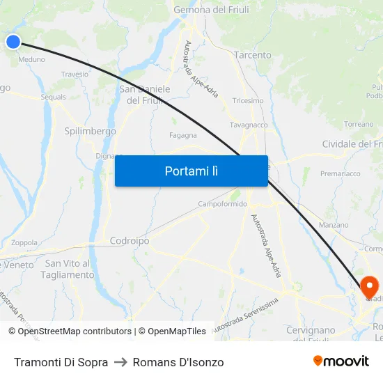Tramonti Di Sopra to Romans D'Isonzo map