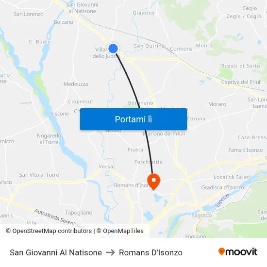 San Giovanni Al Natisone to Romans D'Isonzo map
