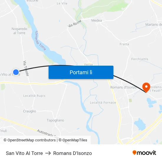 San Vito Al Torre to Romans D'Isonzo map