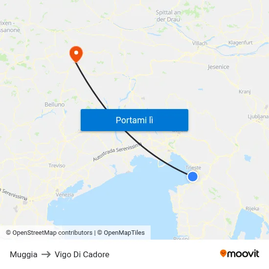 Muggia to Vigo Di Cadore map