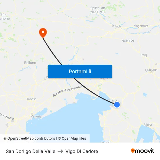 San Dorligo Della Valle to Vigo Di Cadore map