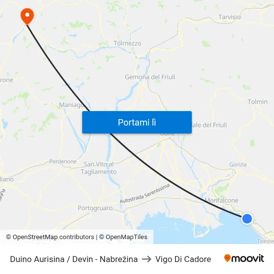 Duino Aurisina / Devin - Nabrežina to Vigo Di Cadore map