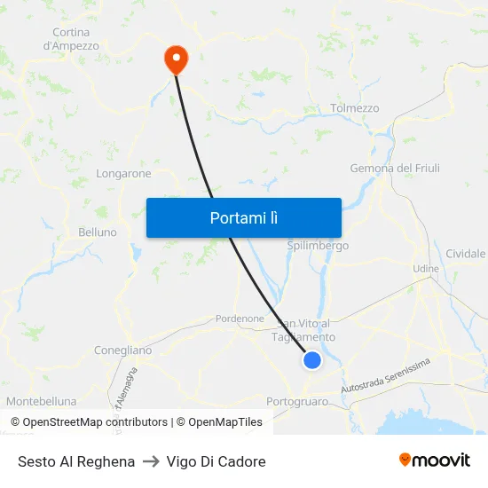 Sesto Al Reghena to Vigo Di Cadore map