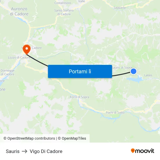 Sauris to Vigo Di Cadore map
