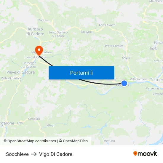Socchieve to Vigo Di Cadore map
