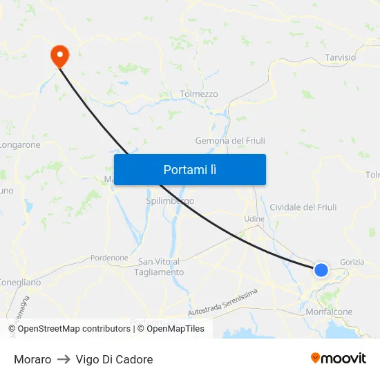 Moraro to Vigo Di Cadore map