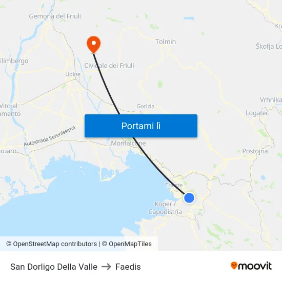 San Dorligo Della Valle to Faedis map