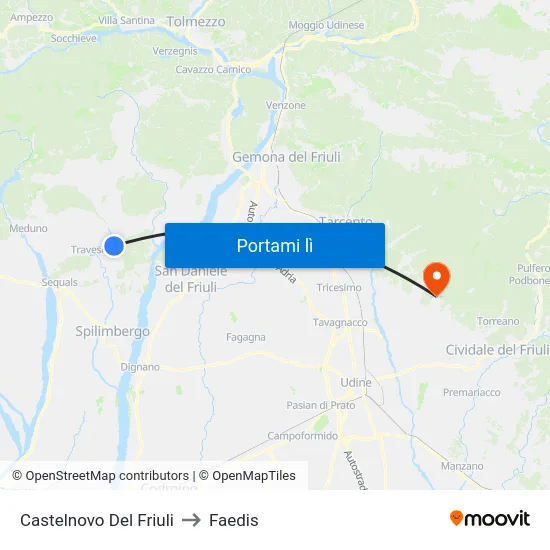 Castelnovo Del Friuli to Faedis map