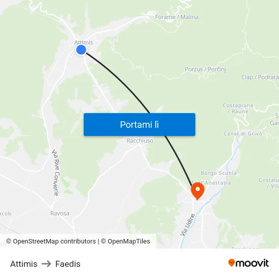 Attimis to Faedis map