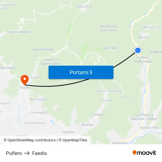 Pulfero to Faedis map