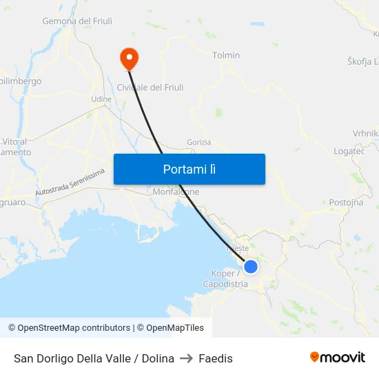 San Dorligo Della Valle / Dolina to Faedis map