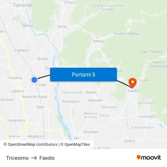 Tricesimo to Faedis map