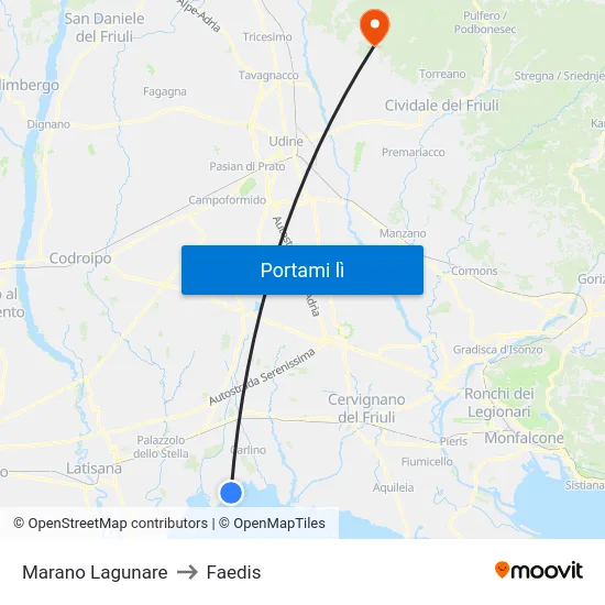 Marano Lagunare to Faedis map