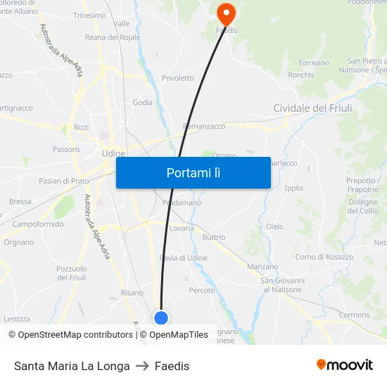 Santa Maria La Longa to Faedis map