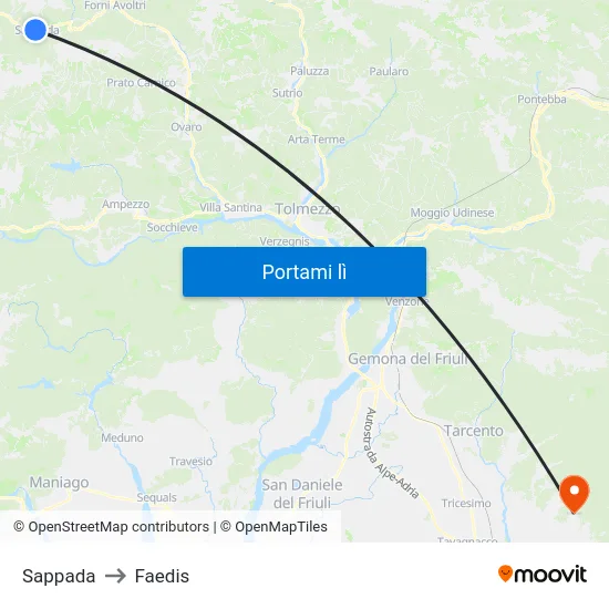 Sappada to Faedis map