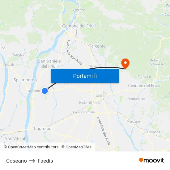 Coseano to Faedis map