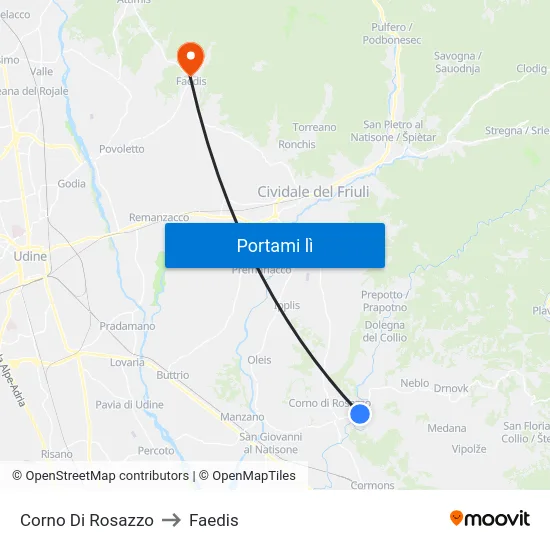 Corno Di Rosazzo to Faedis map