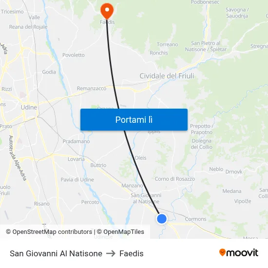 San Giovanni Al Natisone to Faedis map