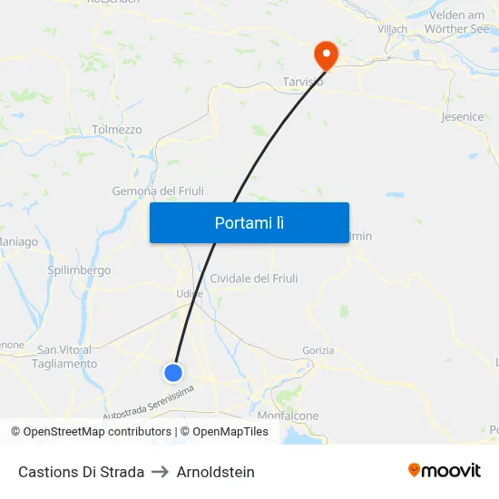 Castions Di Strada to Arnoldstein map