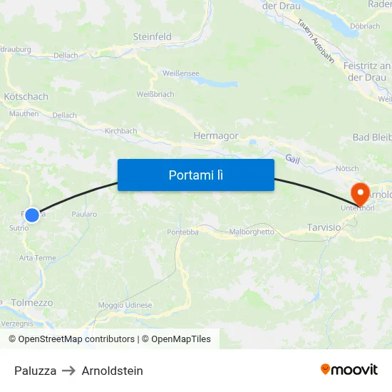 Paluzza to Arnoldstein map