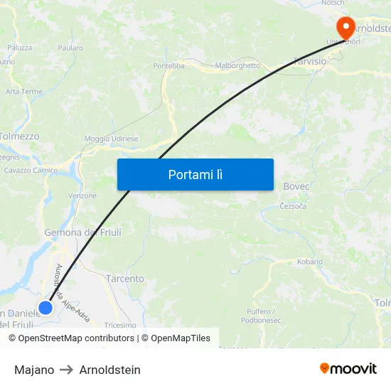 Majano to Arnoldstein map