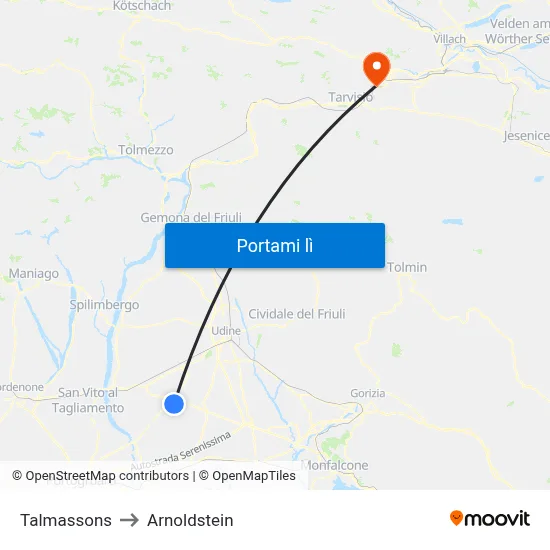 Talmassons to Arnoldstein map