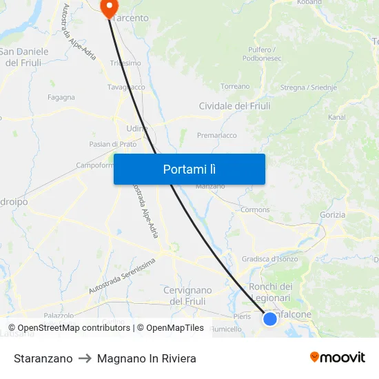 Staranzano to Magnano In Riviera map