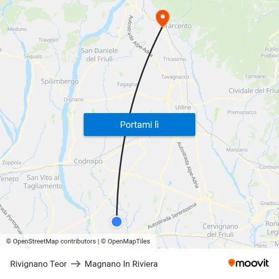 Rivignano Teor to Magnano In Riviera map