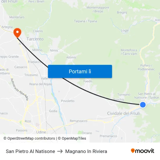 San Pietro Al Natisone to Magnano In Riviera map
