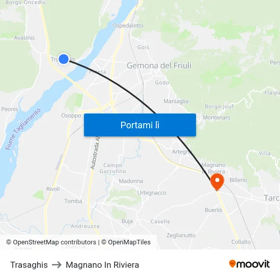 Trasaghis to Magnano In Riviera map