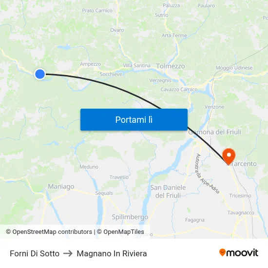 Forni Di Sotto to Magnano In Riviera map