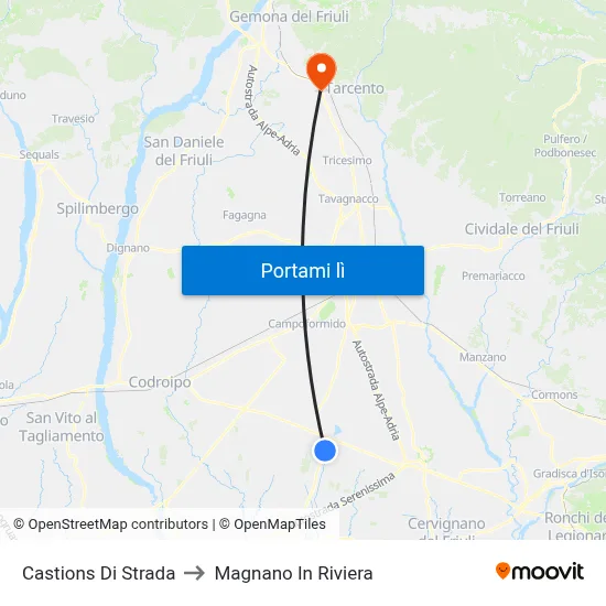 Castions Di Strada to Magnano In Riviera map