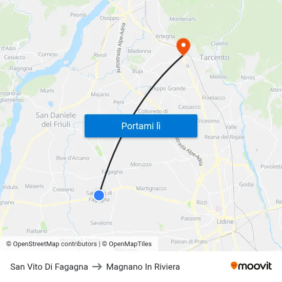San Vito Di Fagagna to Magnano In Riviera map
