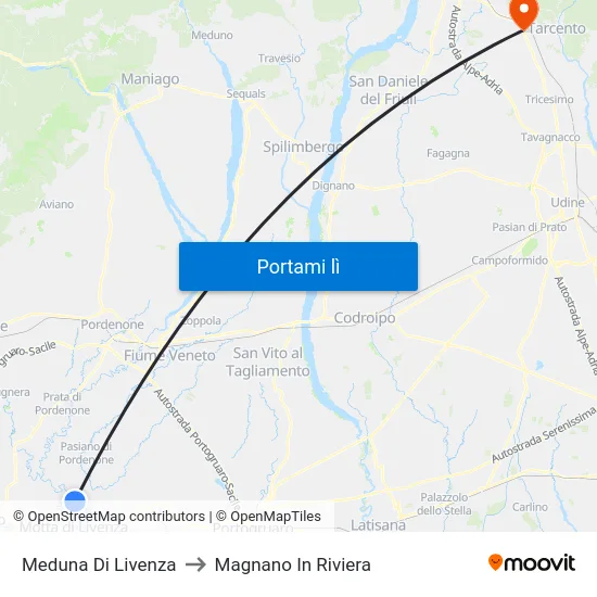 Meduna Di Livenza to Magnano In Riviera map
