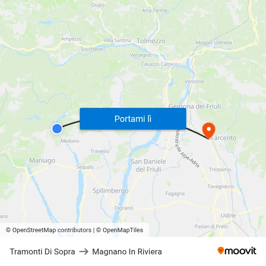 Tramonti Di Sopra to Magnano In Riviera map