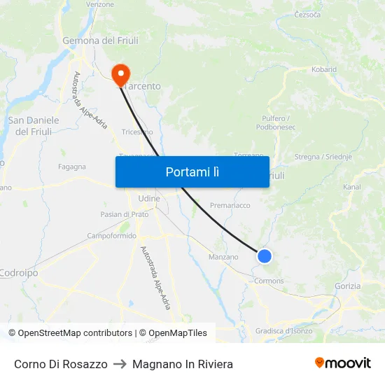 Corno Di Rosazzo to Magnano In Riviera map
