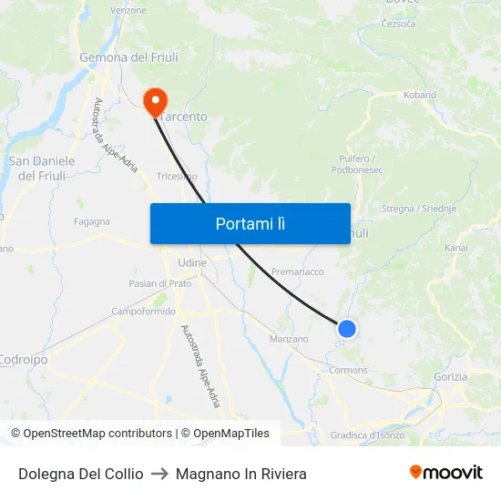 Dolegna Del Collio to Magnano In Riviera map