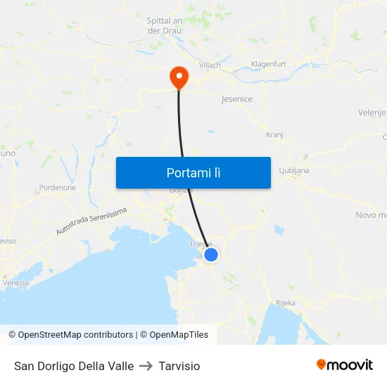 San Dorligo Della Valle to Tarvisio map
