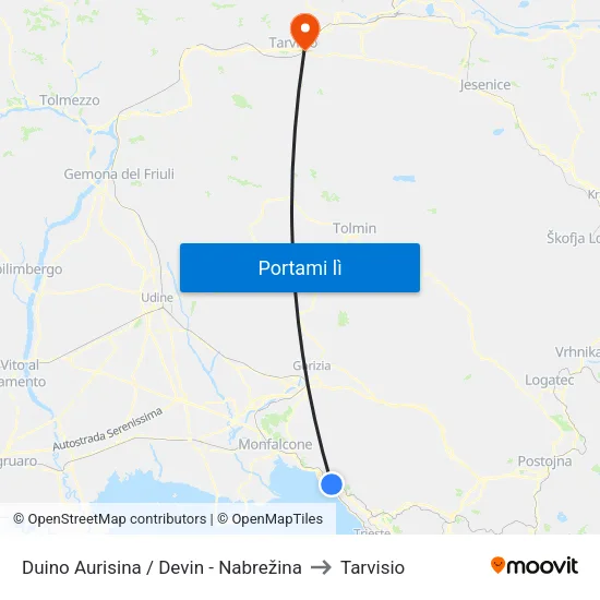 Duino Aurisina / Devin - Nabrežina to Tarvisio map