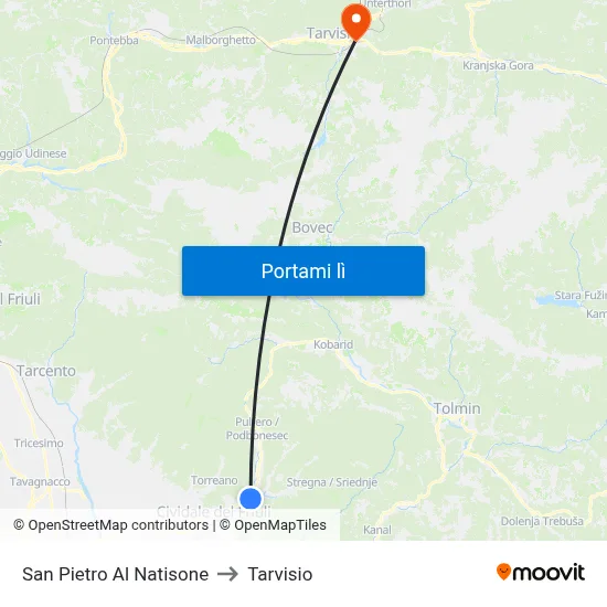 San Pietro Al Natisone to Tarvisio map