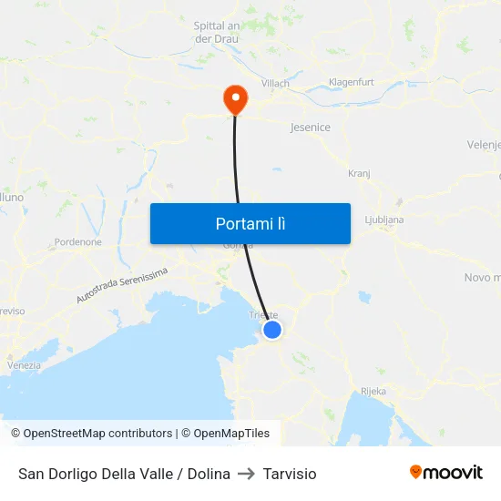 San Dorligo Della Valle / Dolina to Tarvisio map