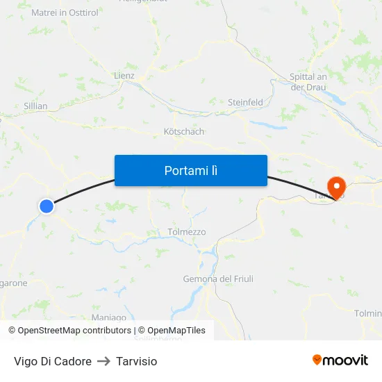 Vigo Di Cadore to Tarvisio map