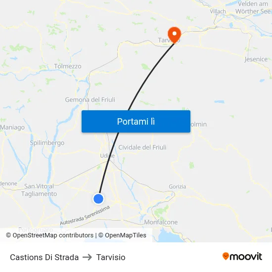 Castions Di Strada to Tarvisio map