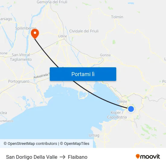 San Dorligo Della Valle to Flaibano map