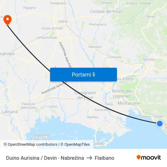 Duino Aurisina / Devin - Nabrežina to Flaibano map